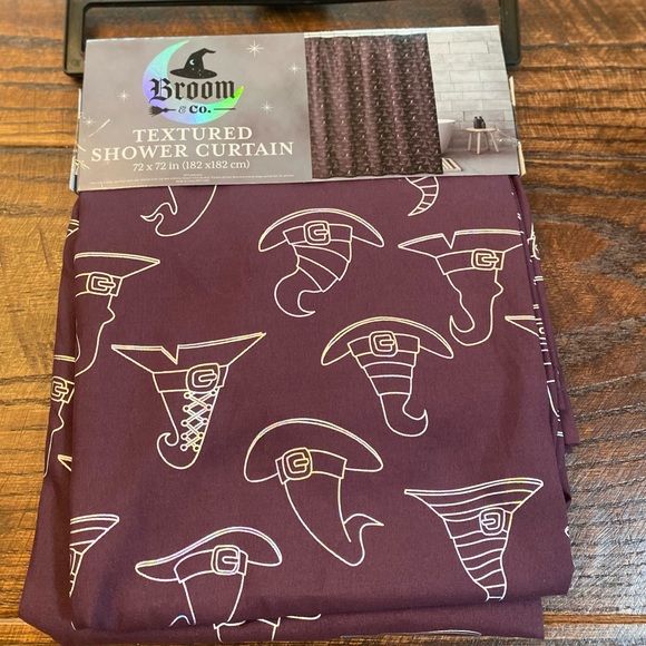 Halloween Shower Curtain, Purple Shower Curtain With Silver Witch Hats 72” x 72” - Picture 11 of 11